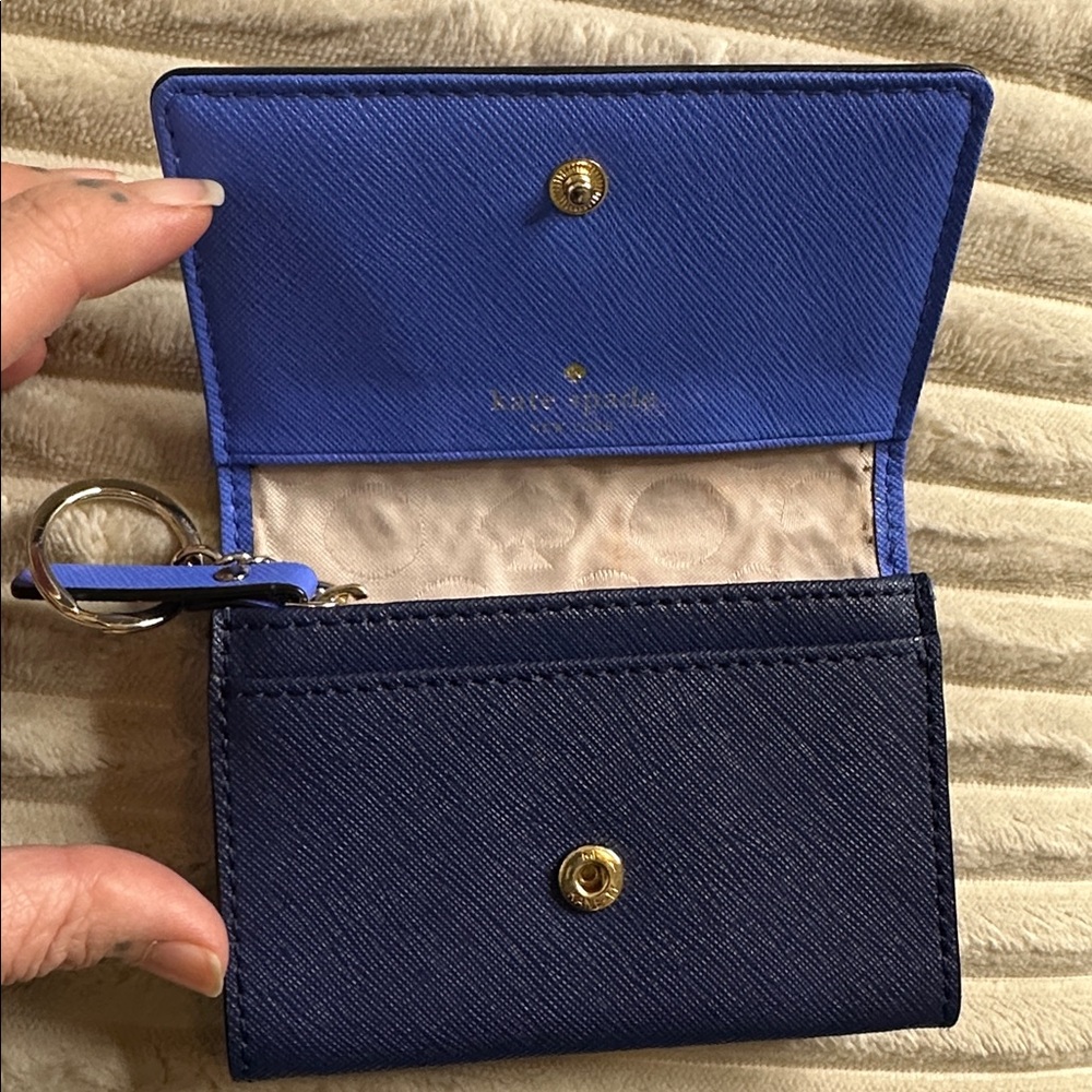 Kate Spade Vibrant Blue Card Holder Keychain - Picture 3 of 3